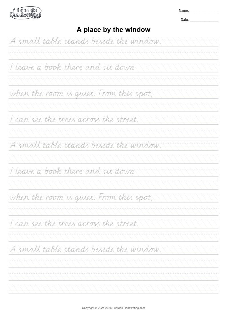 Cursive Passage Practice Pack cursive cover showing keep recognizable joined letters, clear word gaps and natural line endings through a short paragraph