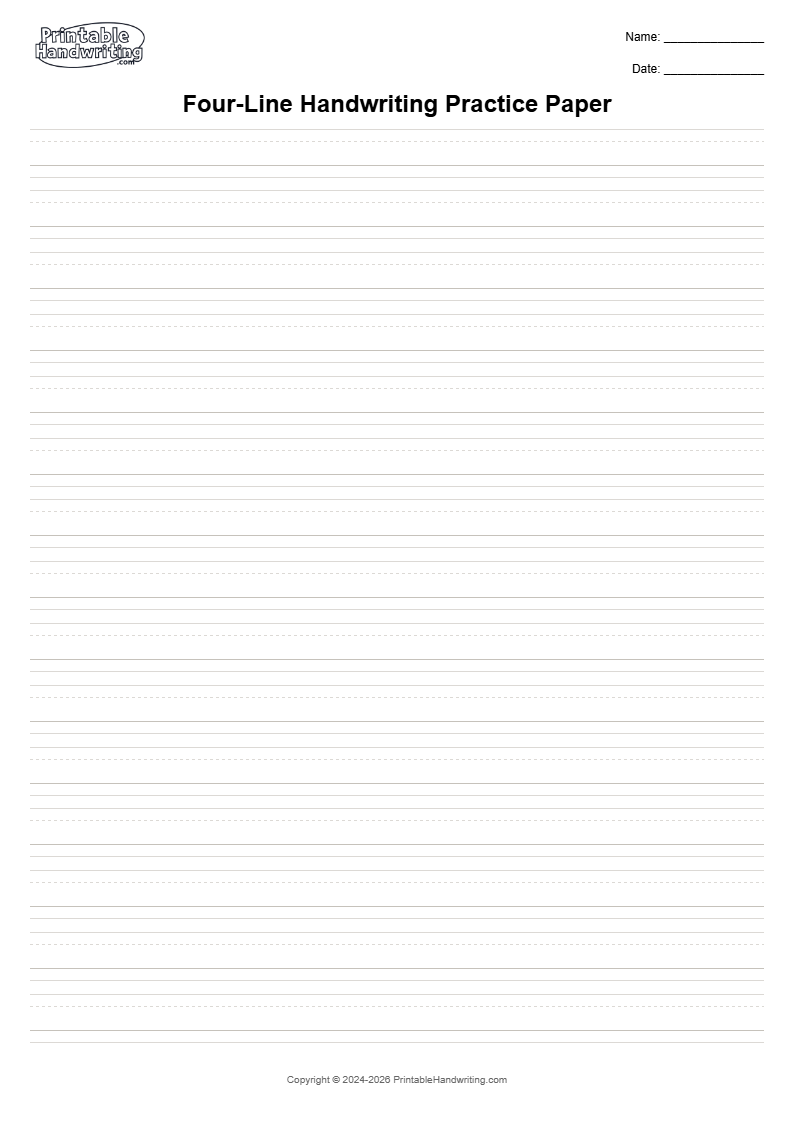 Handwriting Practice Paper handwriting practice paper pdfs cover showing use a stable ruled surface to compare baseline position, letter height, open counters, and word spacing across independent writing attempts