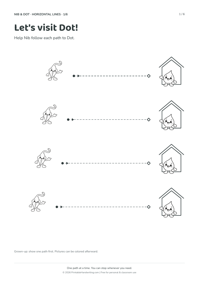 Preview of page 1 — Let's visit Dot! of Pen Control Lines Foundation Pack