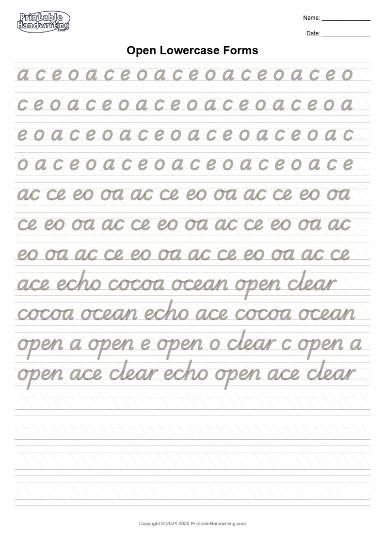 Italic Legibility Foundations Pack italic cover showing keep open counters, moderate slant, simple joins, baseline, and word spacing readable as the text becomes longer