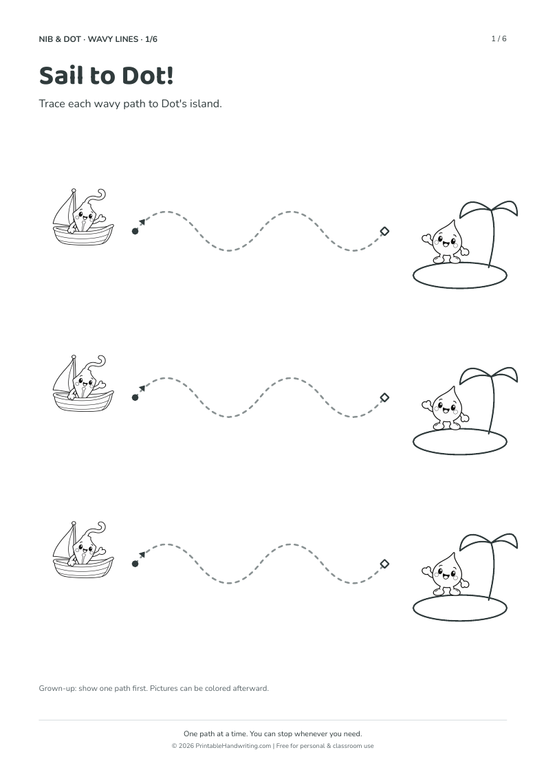 Pen Control Lines Foundation Pack pen-control line cover showing find a starting point, follow a demonstrated wavy path and reach its picture destination